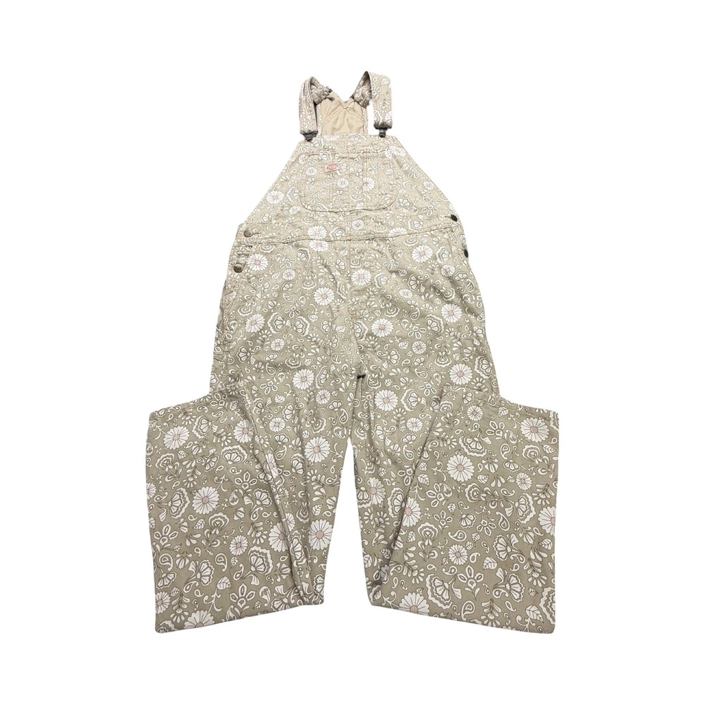 Dickies Overalls Womens 38x32 Tan Floral Paisley Canvas Cotton Cottagecore